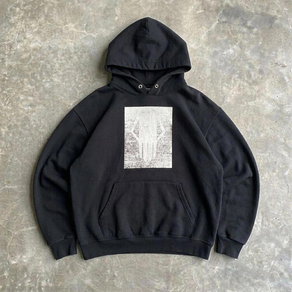 Skull Graphic Black Hoodie Grunge Streetwear